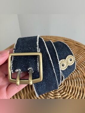 Y2K Denim Belt with Gold Hardware